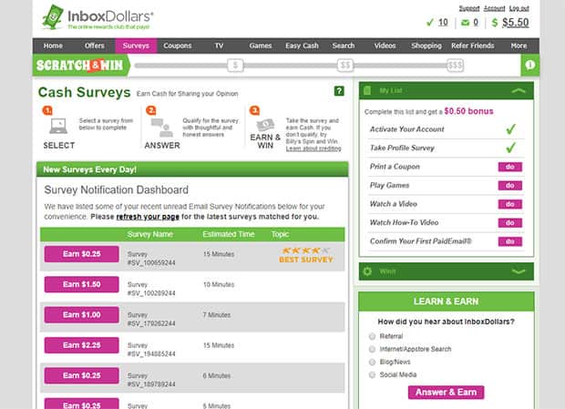 Paid surveys inboxdollars